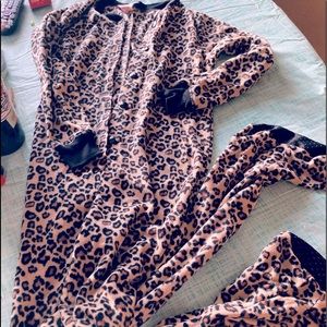 leopard print onesie/ footsie/ nighty adult sz am